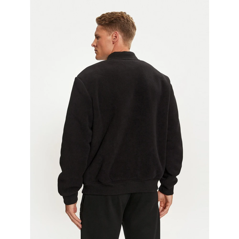 Guess Zwarte Sherpa Zip Jas Stijlvol Comfort Black Heren