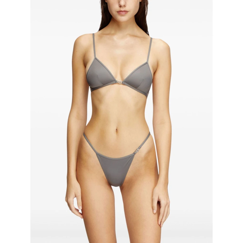 Diesel Grijze Microvezel Triangel Bh met Ovale D Metalen Plaat Gray Dames