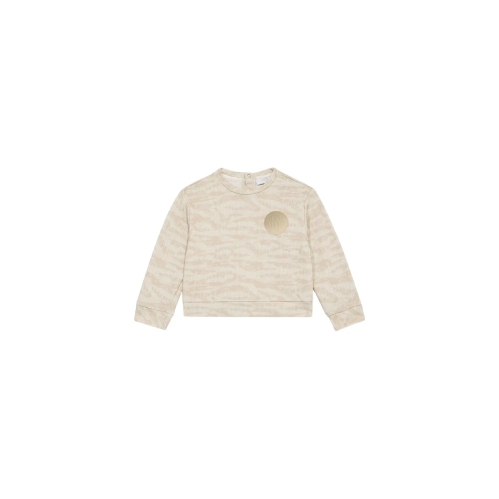 Roberto Cavalli Boys Beige Kids Sweatshirts, 18 M, Tiger Skin Print Sweatshirt With Rc Monogram