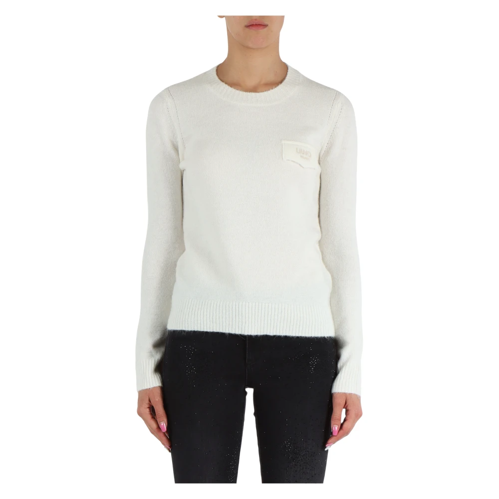 Liu Jo Wol Alpaca Ronde hals trui White Dames