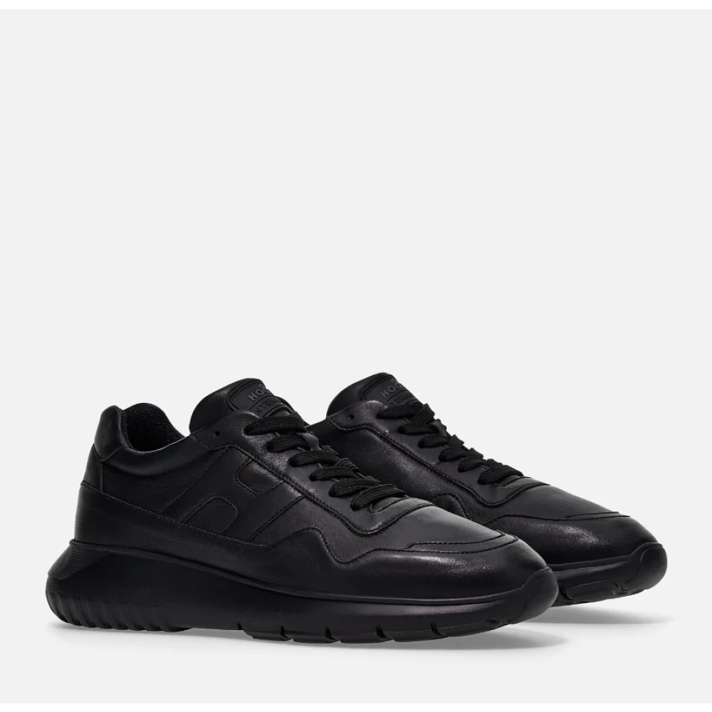 Hogan Zwarte Leren Sneakers Black Heren