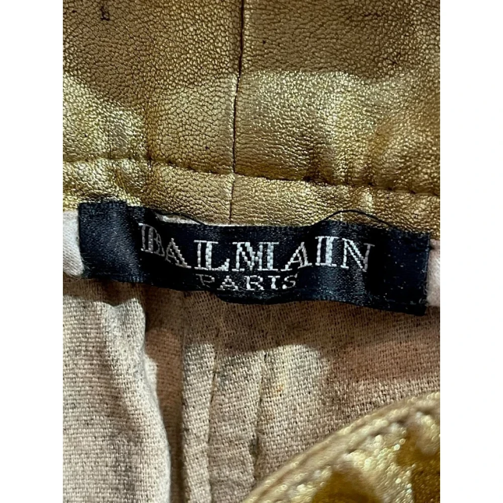 Balmain Pre-owned Leather jeans Yellow Dames