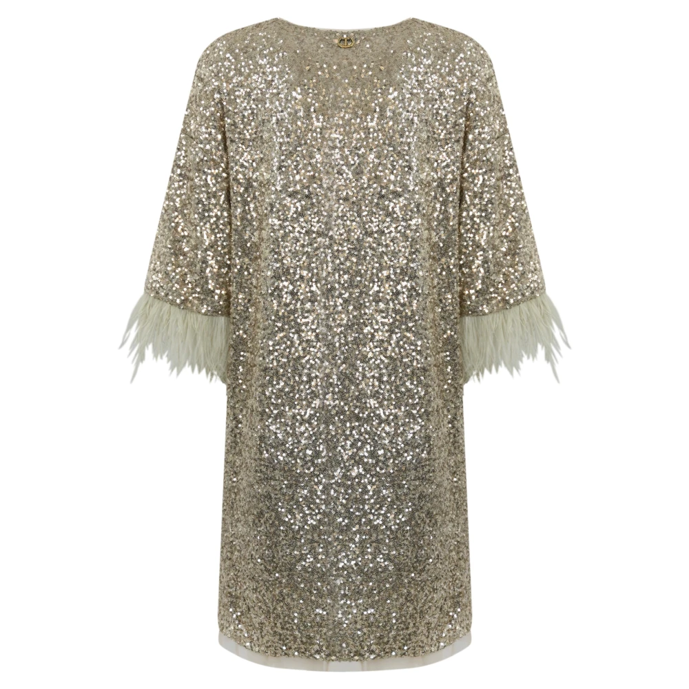 Twinset Grijze paillettenverenjurk Gray Dames