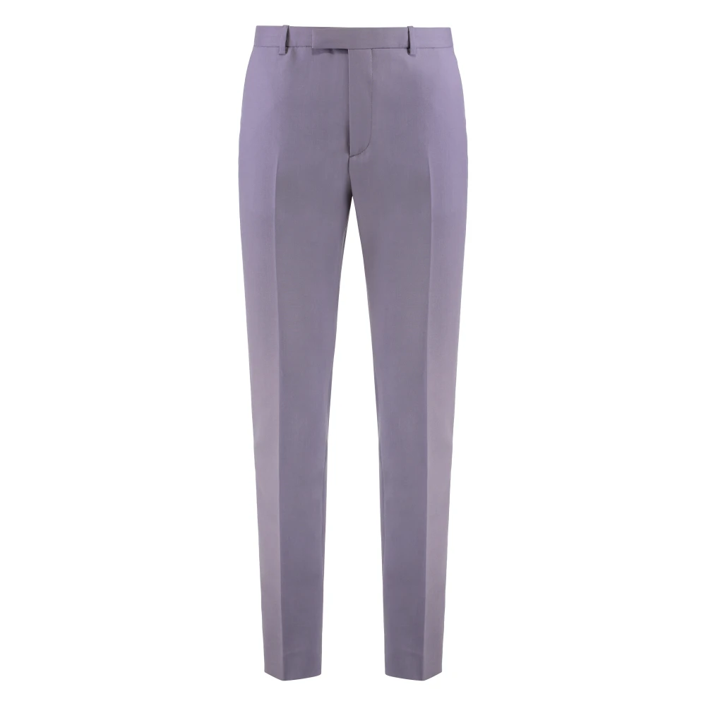 Gucci Men's Purple Slim-Fit Trousers, M, Dry Wool Gabardine Pant