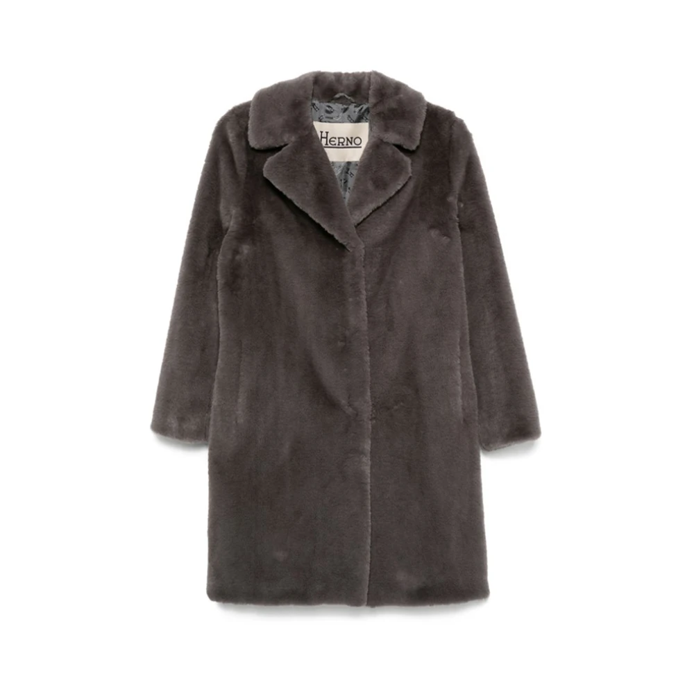 Herno Grijze Nepbontjas met Drukknoop Gray Dames