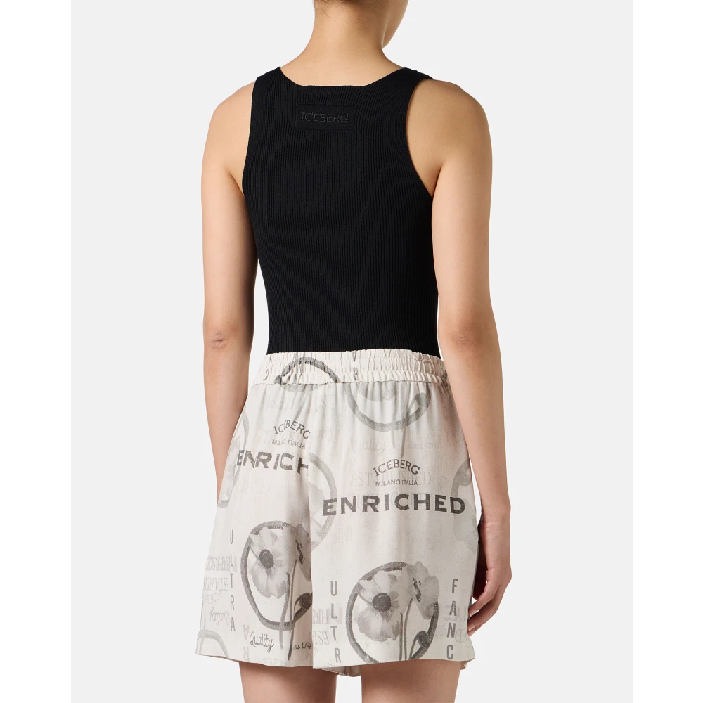 Iceberg Zwarte tanktop met verlaagde ribbels in stretch viscose Black Dames