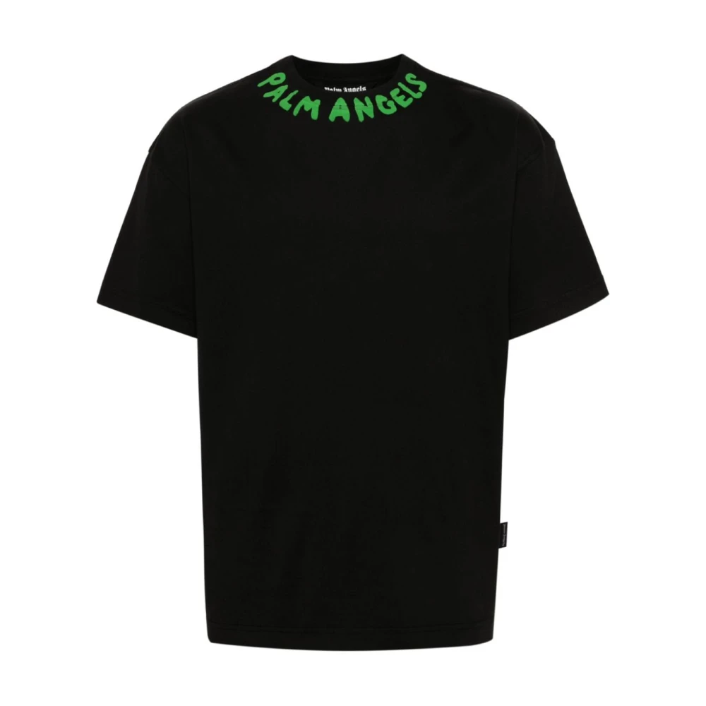 Palm Angels Seizoensgebonden Logo-Print T-Shirt Black Heren