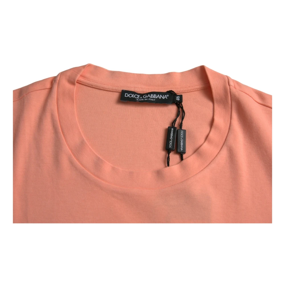 Dolce & Gabbana Koraal Logo T-shirt Pink Heren
