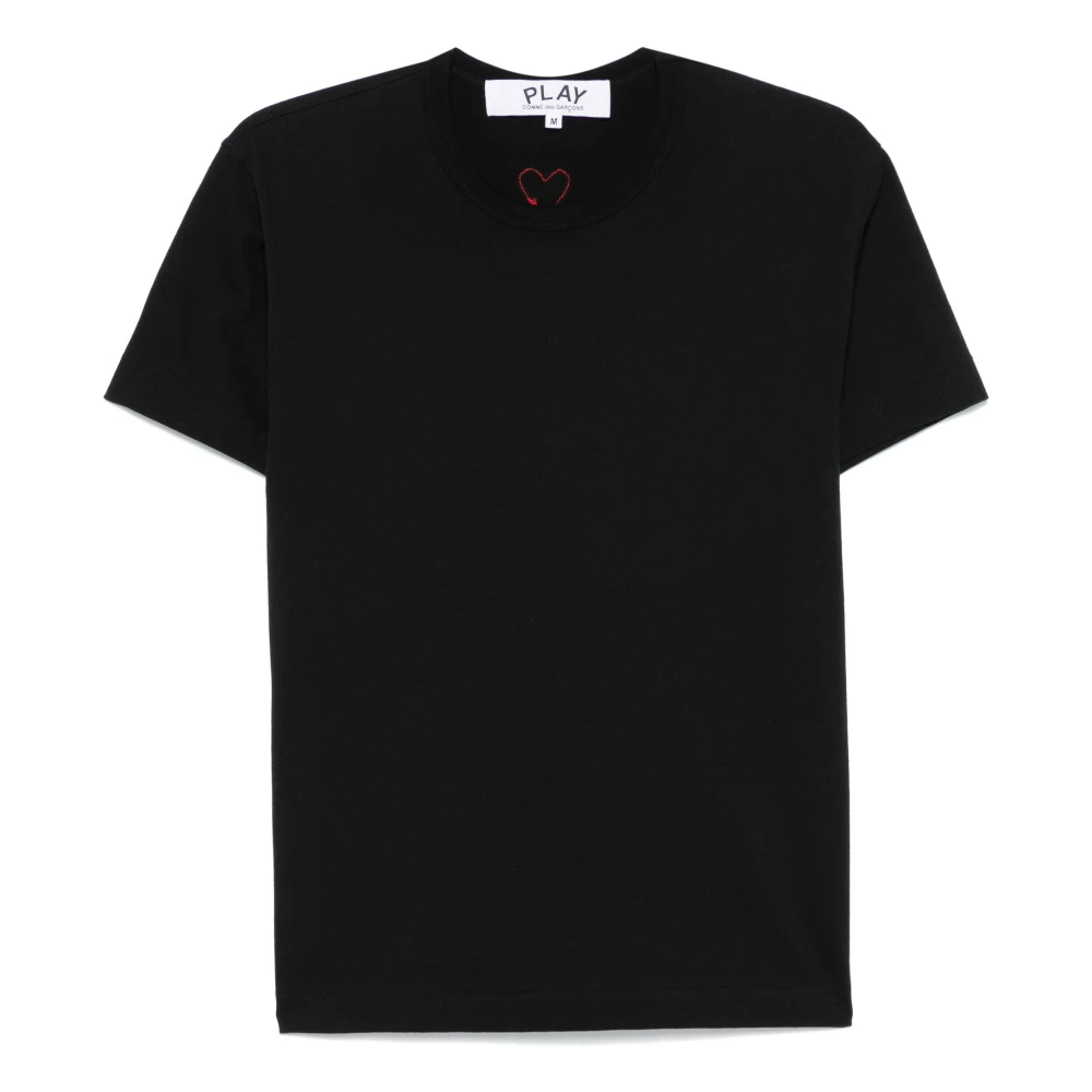 Comme des Garçons Play Röd Stickad T-shirt med Emblem Black, Herr