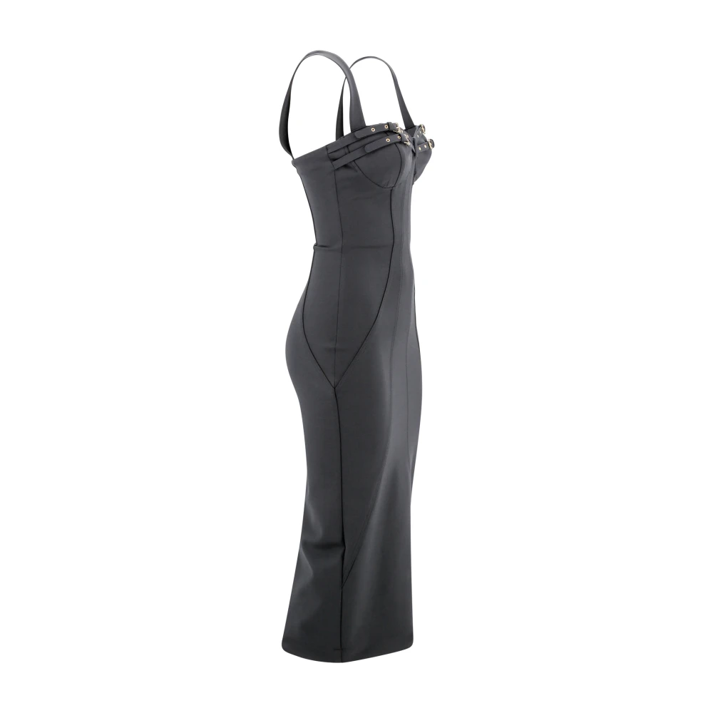 Versace Jeans Couture Zwarte Jurk met Sweetheart Halslijn en Gesp Detail Black Dames