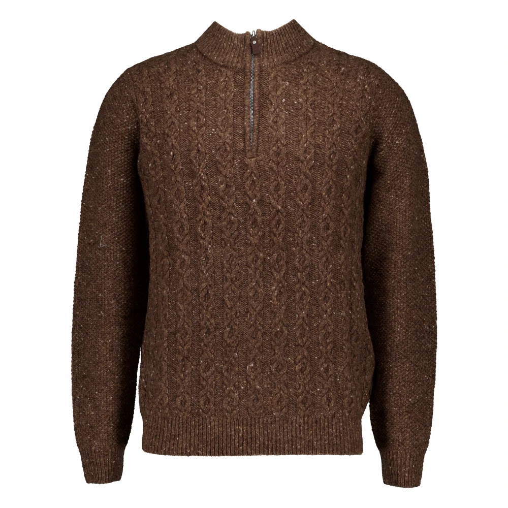 Fynch-Hatton Men's Brown Zip Troyer