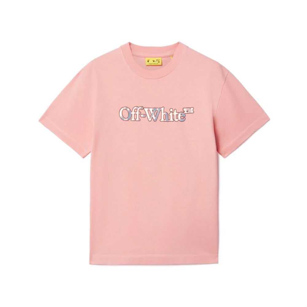 Off White Rosa Logo Print Crew Neck T-shirt Pink, Flicka