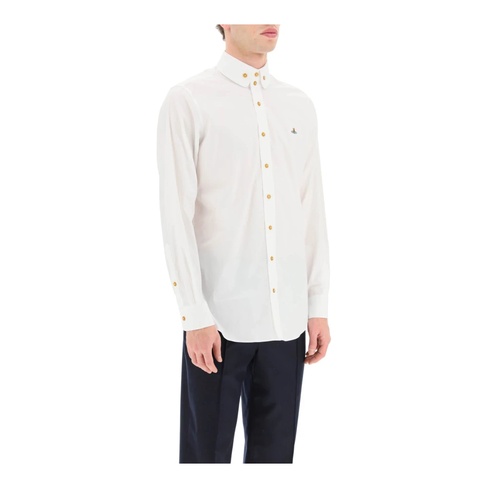 Vivienne Westwood Klassieke Poplin Overhemd met Orb Borduursel White Heren