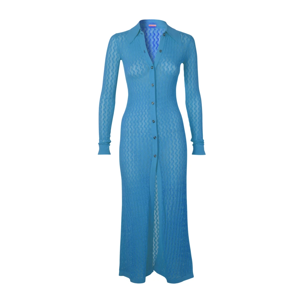 Dodo BAR OR Turquoise Pointelle Gebreide Midi Jurk Blue Dames