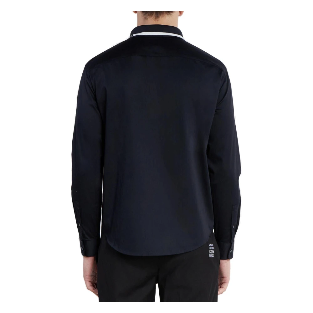 Armani Exchange Blauw overhemd met knoopsluiting Blue Heren
