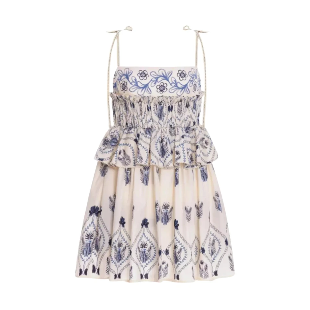 Agua by Agua Bendita Mini jurk Salvadora met blauw bloemenmotief White Dames