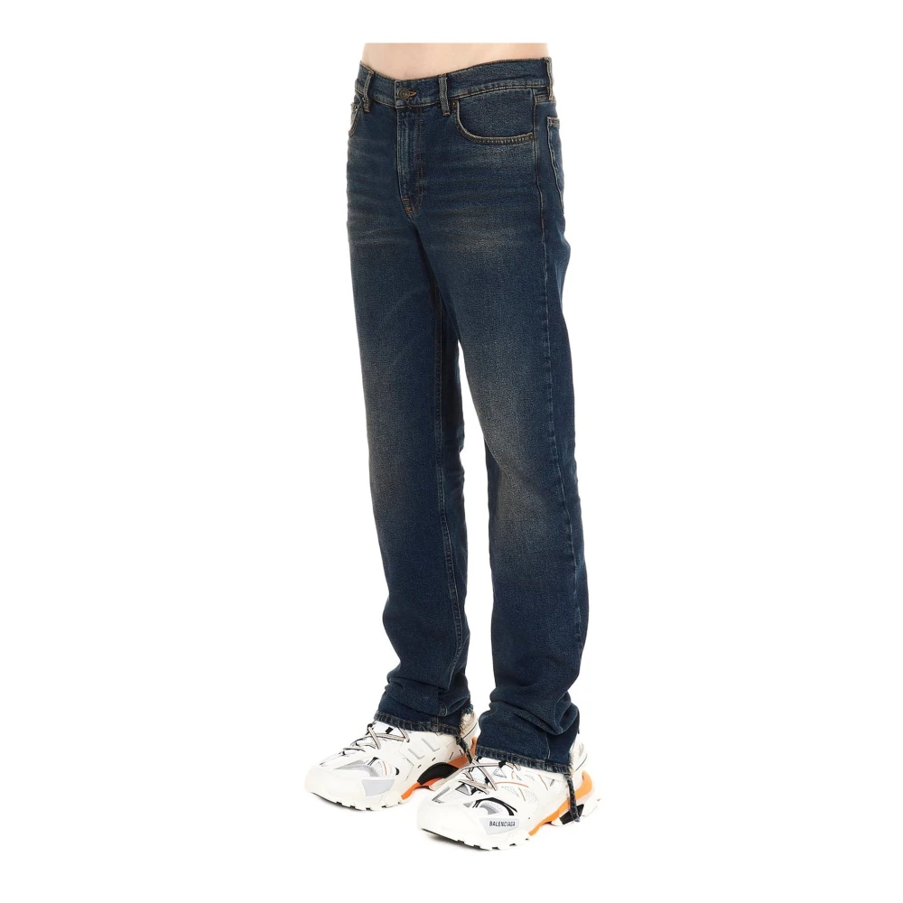 Balenciaga Straight-Leg Jeans met Stonewashed Finish Blue Heren