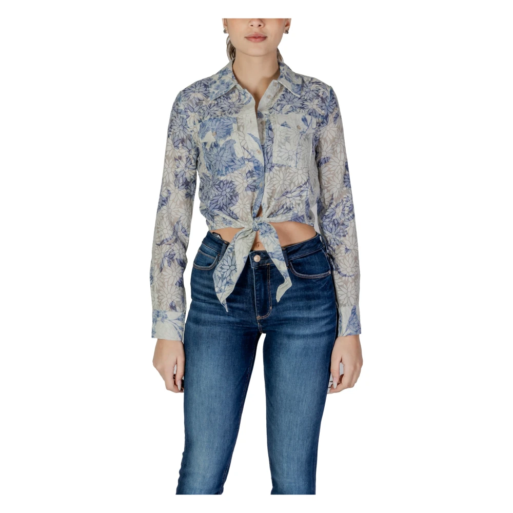 Guess Blauwe Bloemen Button-Up Shirt Blue Dames
