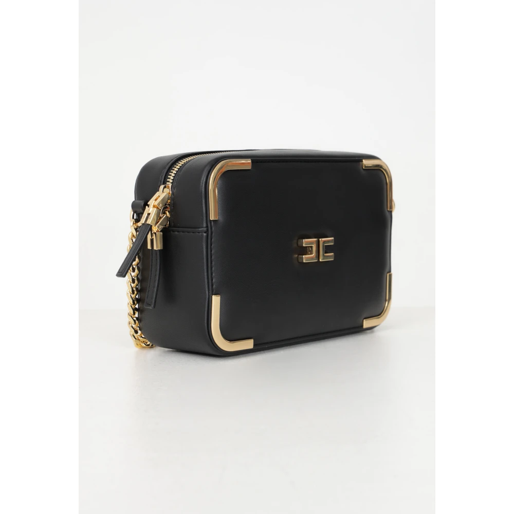 Elisabetta Franchi Zwarte schoudertas met kettingriem Black Dames