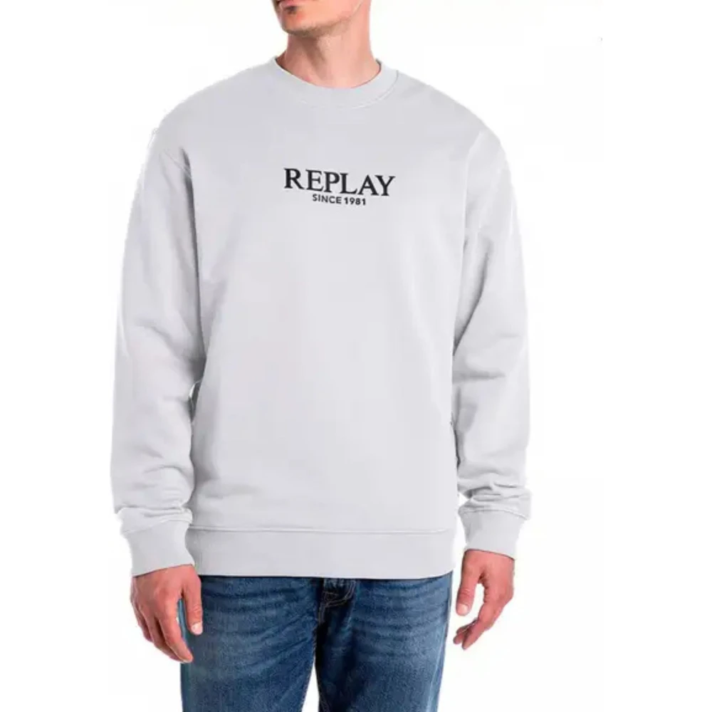 Replay Uomo Bianco Primavera/Estate Felpa In Cotone