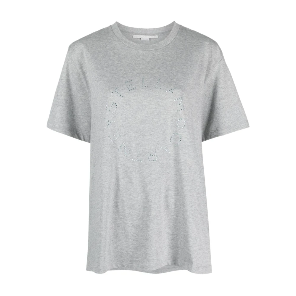 Stella Mccartney Grijze Rhinestone Logo T-Shirt Gray Dames