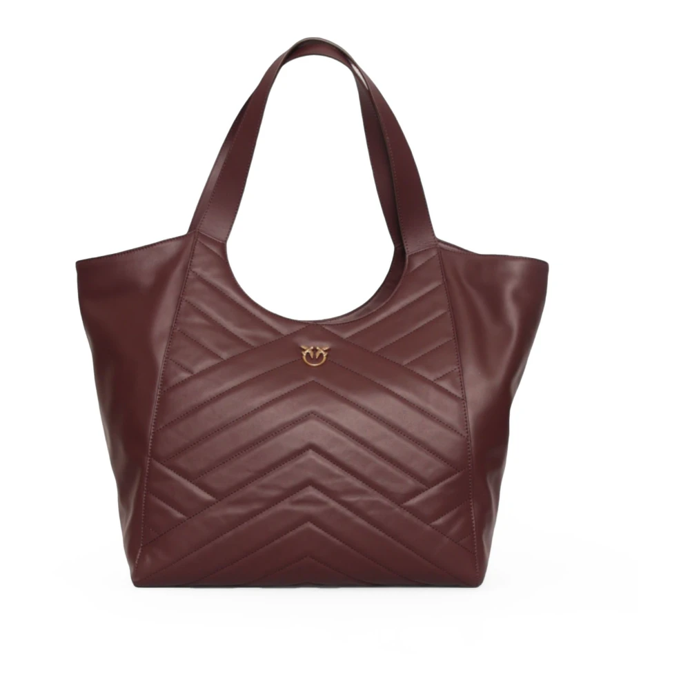 Pinko Gewatteerde leren tote tas Puzzelstijl Brown Dames