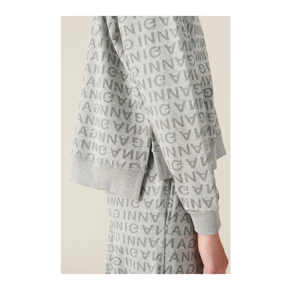 Ganni Logo-Print Sweatshirt Gray Dames