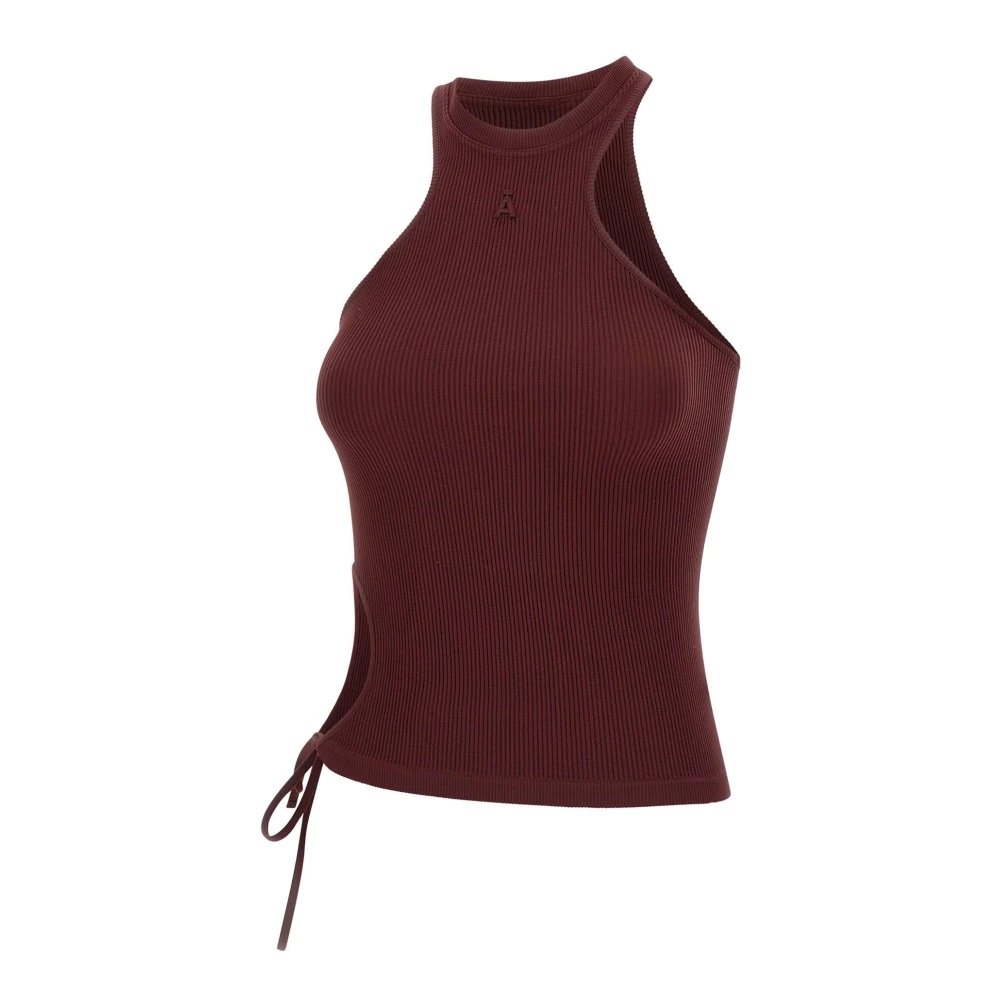 Andrea Adamo Bordeaux Rib Jersey Top Red Dames