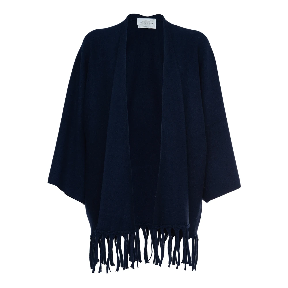 Vicario Cinque Fringe Mouw Viscose Vest Blue Dames