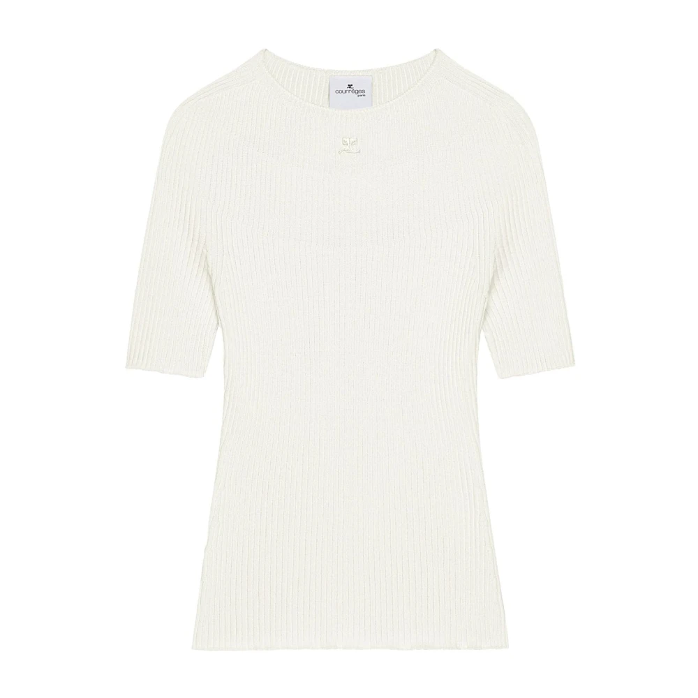 Courrèges Witte Logo Trui Korte Mouw White Dames
