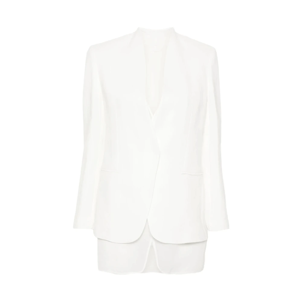 BRUNELLO CUCINELLI Gelaagde single-breasted blazer in het wit White Dames
