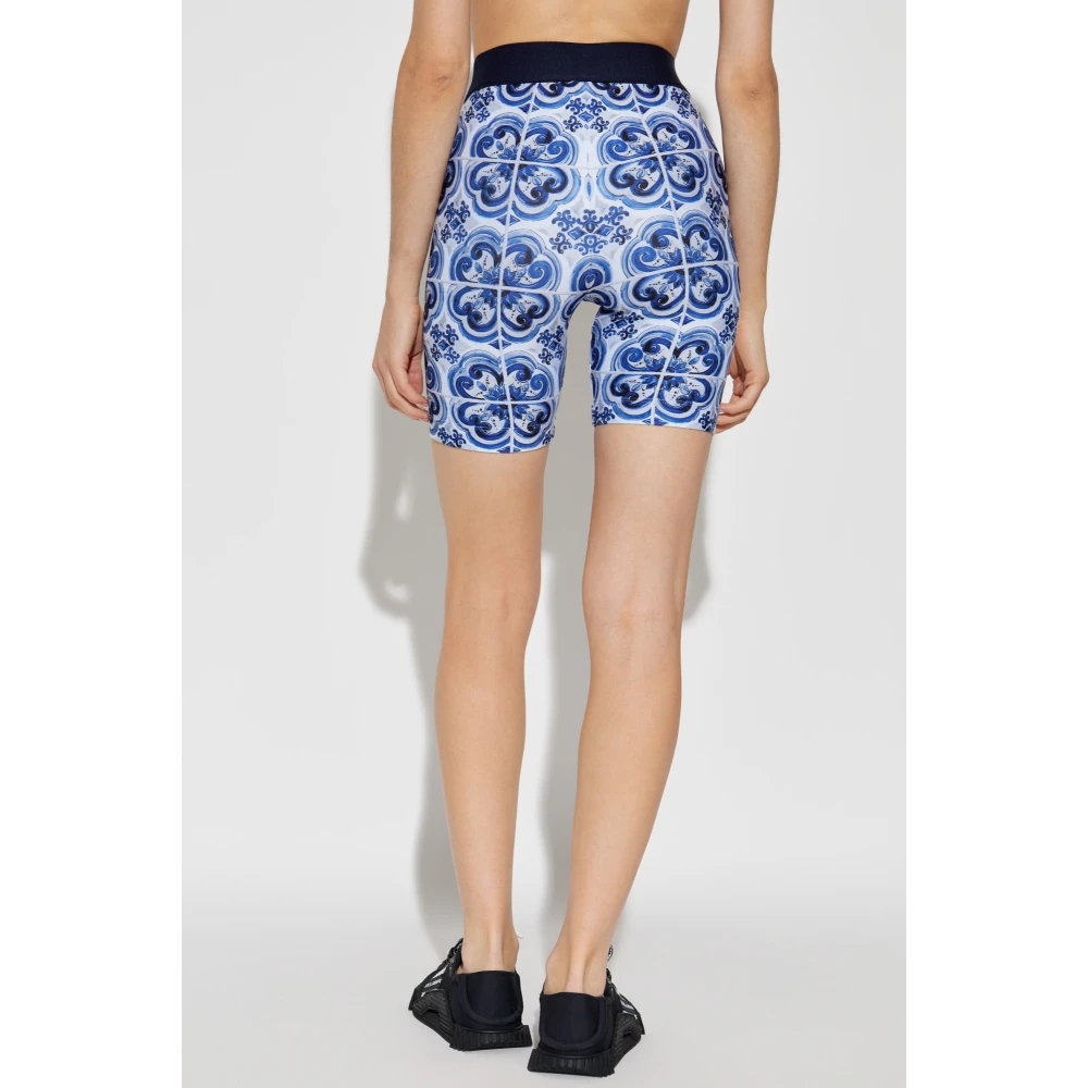 Dolce & Gabbana Korte legging met Majolica-print Blue Dames