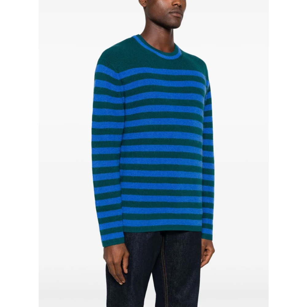 Paul Smith Gestreepte wollen trui met ronde hals Blue Heren