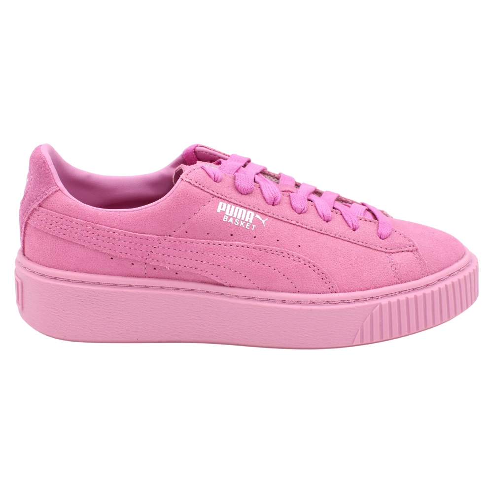 Puma Suède Veterschoenen met Plateauzool Dames Schoenen Roze