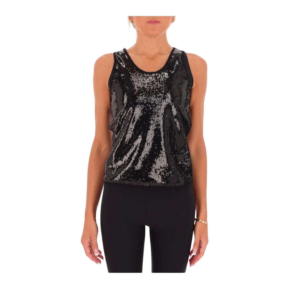 Marella Zwarte Paillet Mouwloze Top Veneto Black Dames