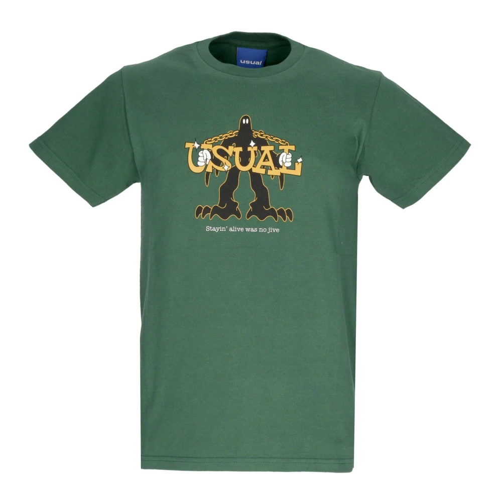 Usual Groene Mannen Crew Neck T-Shirt Green Heren