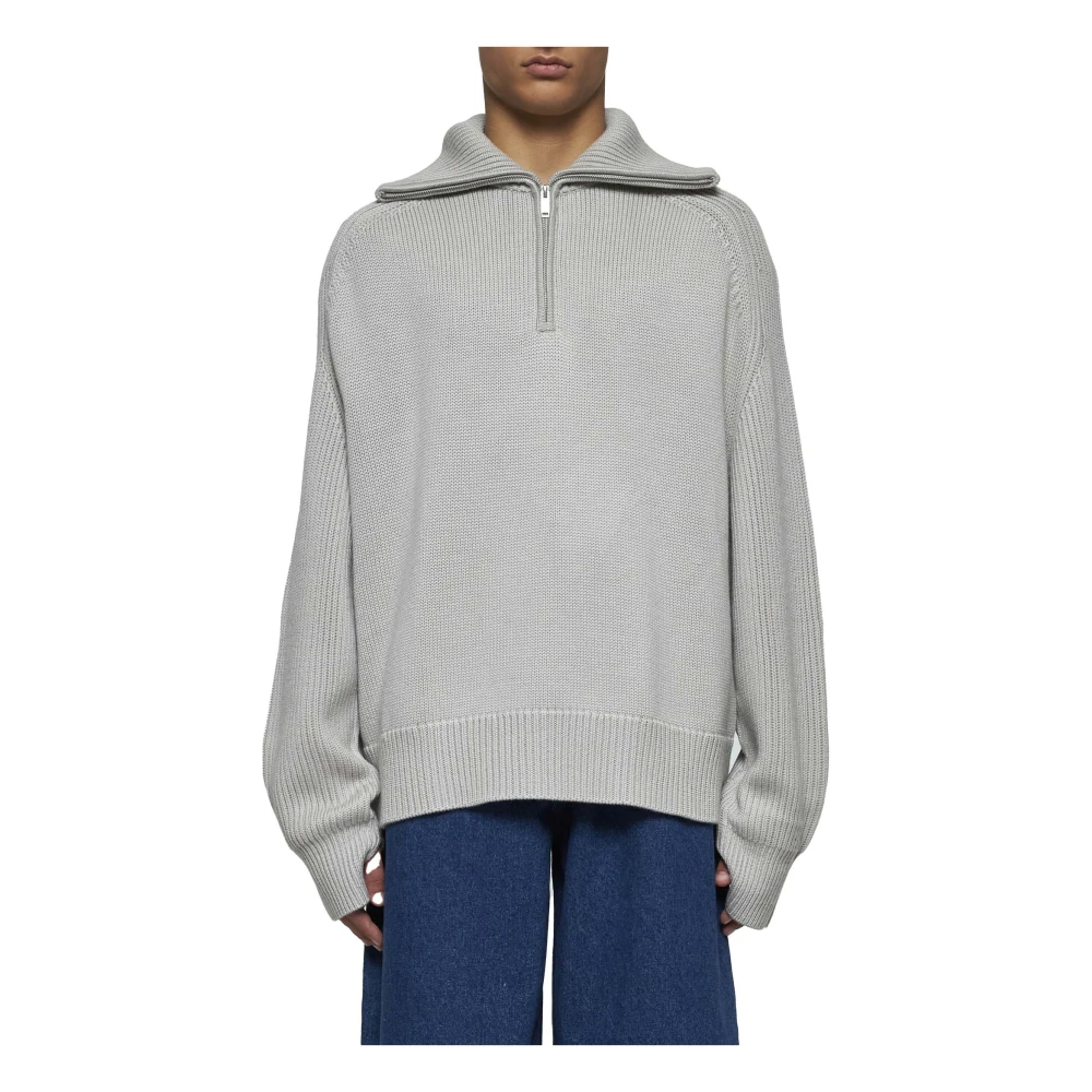 Studio Nicholson Merino Wol Coltrui Trui Gray Heren