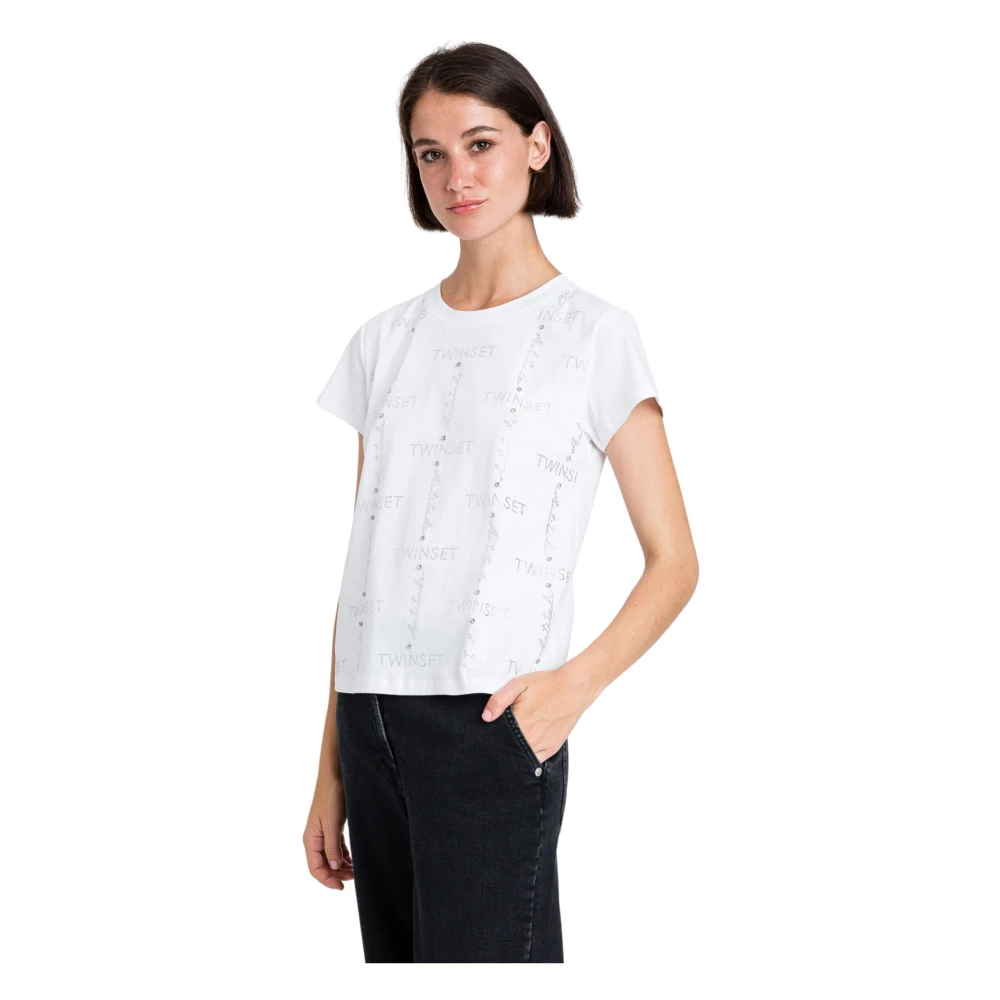 Twinset Witte T-shirts en Polos met Logo White Dames