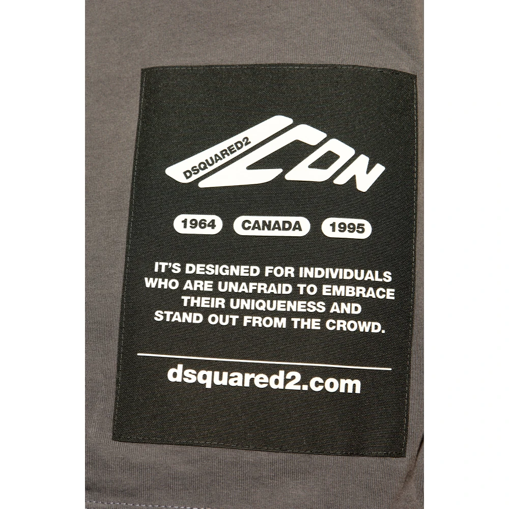 Dsquared2 T-shirt met logo patch Gray Heren