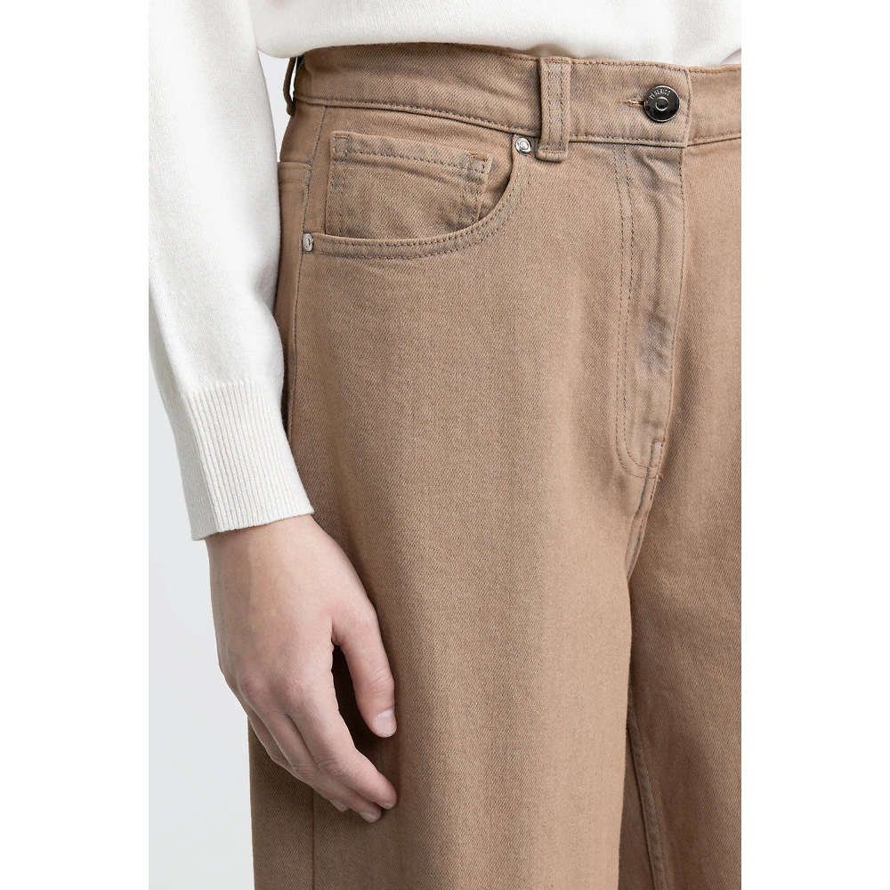 PESERICO Katoenen denim baggy broek Brown Dames