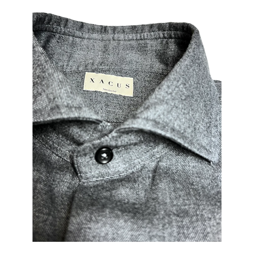 Xacus Gewassen Flanel Katoen Lyocell Antraciet Gray Heren