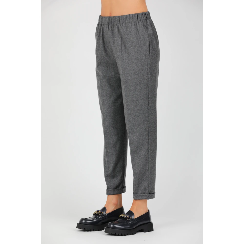 Rosso35 Flanellen Elastische Taillebroek Gray Dames