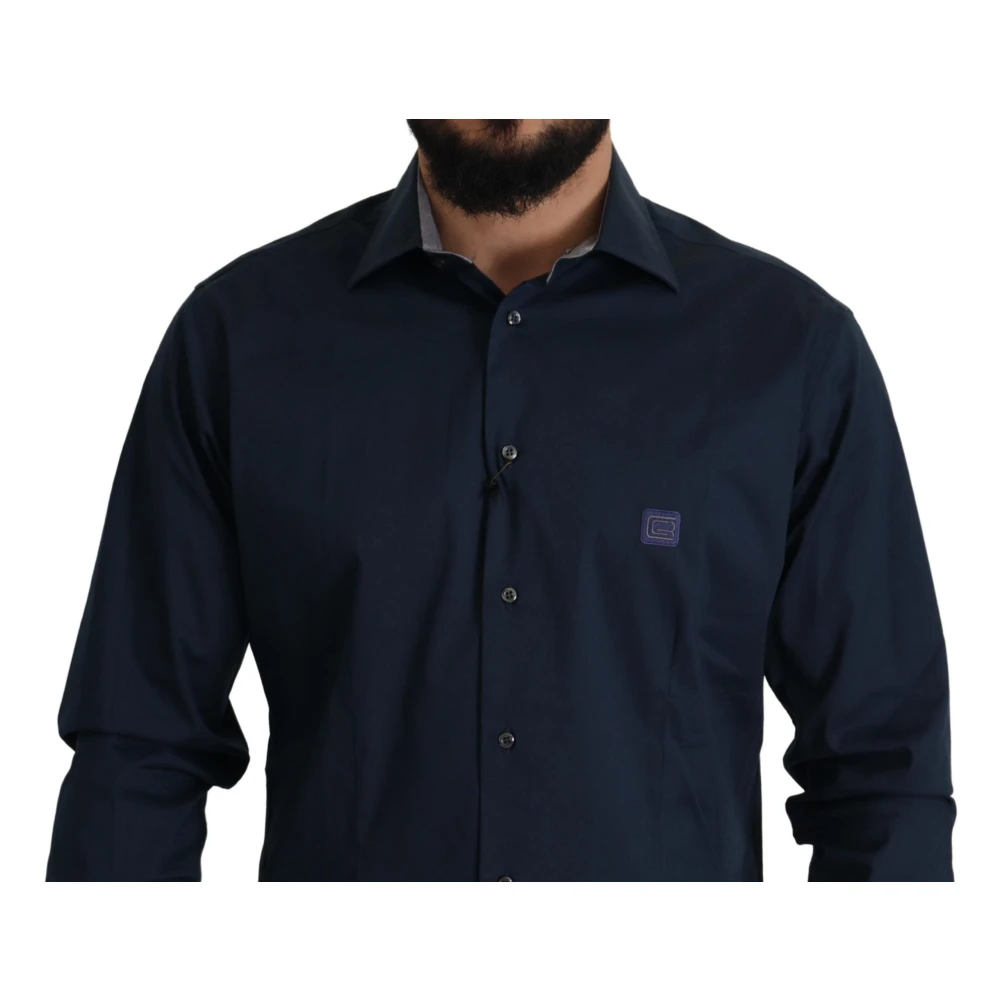 Roberto Cavalli Navy Elegance Katoenen Overhemd Blue Heren