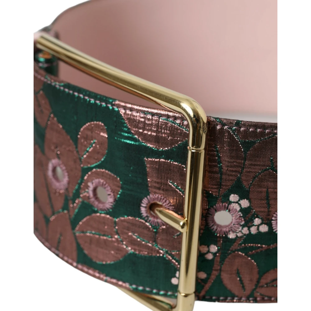 Dolce & Gabbana Bloemen Jacquard Lurex Riem met Gouden Gesp Multicolor Dames