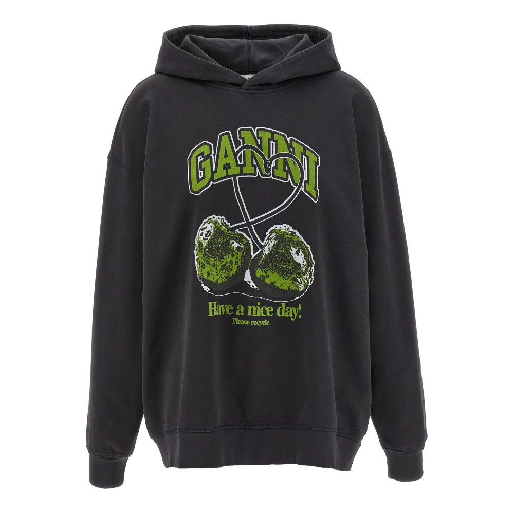 Ganni Women's Gray Basic Jersey Cherry Hoodie - Hoodies - 2XS/Xs - Sweatshirts & Hoodies