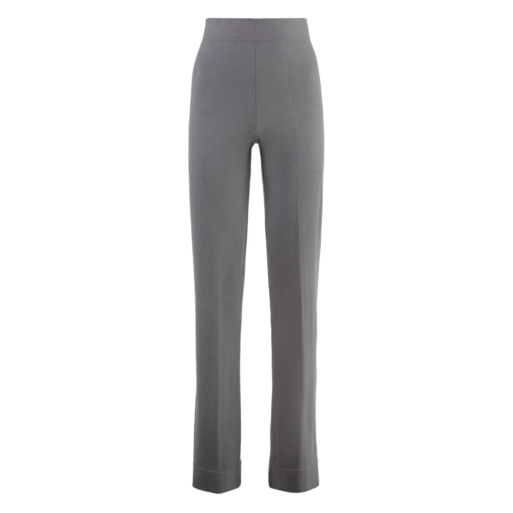 Malo Gebreide enkelboeien wollen broek Gray Dames