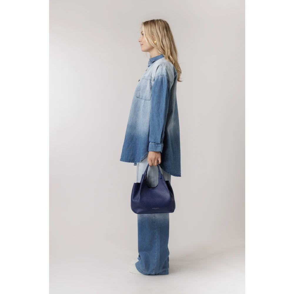 My Essential Wardrobe Blauwe Dip Dye Denim Blouse Oversized Blue Dames