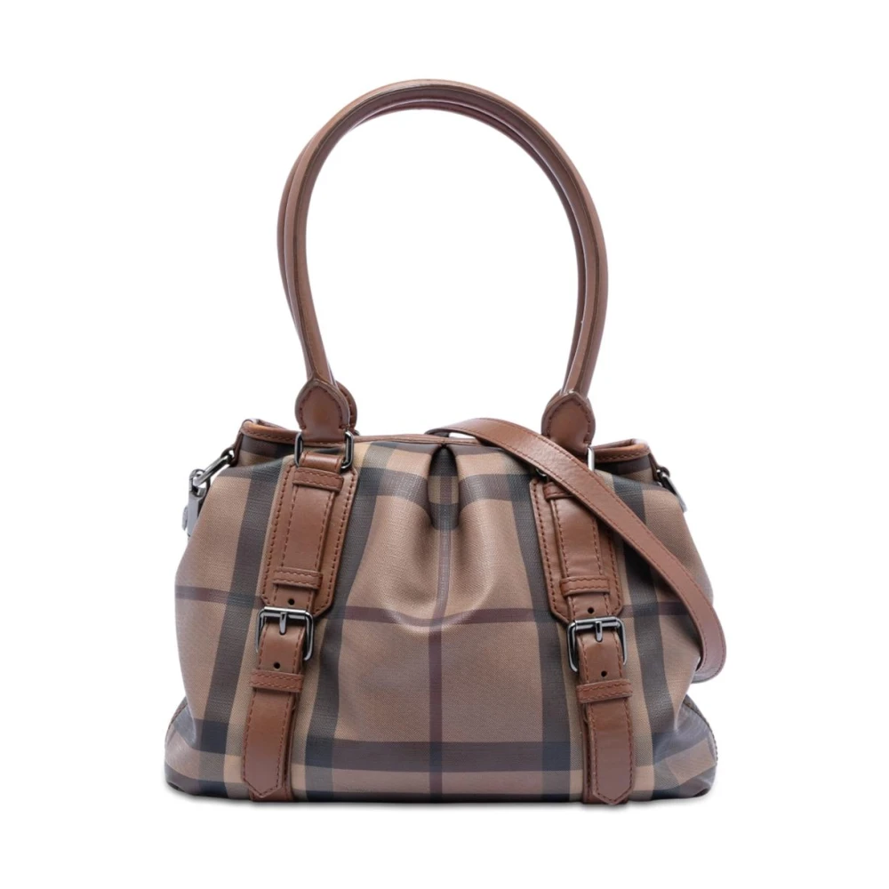 Burberry Vintage Women's Brown Pre-Owned Structured Plaid Shoulder Bag