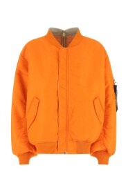 Pomarańczowy nylonowy odwracalny wyściełana kurtka wyściełana odwracalna nylonowa kurtka oversize
