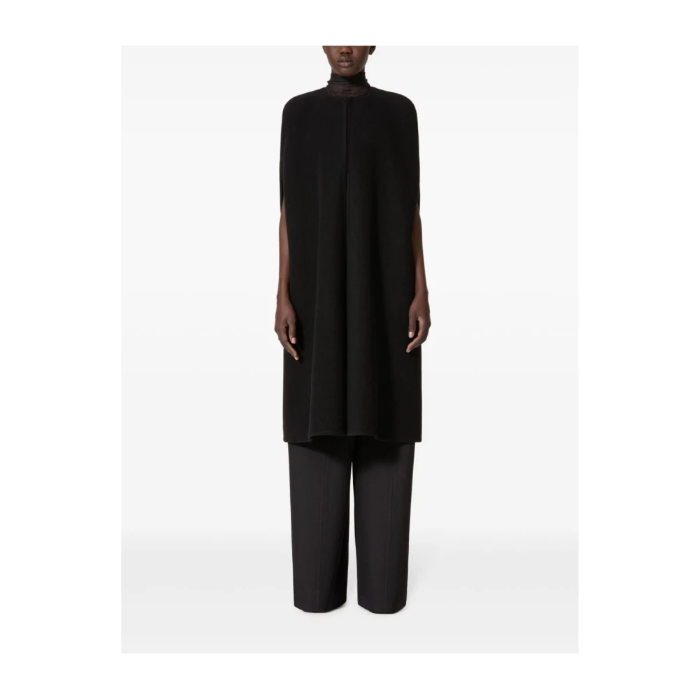 Valentino Garavani Zwarte Fluffy Kasjmier Blend Jas Black Dames